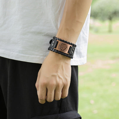 Pulseira viking de couro para homem - Leif