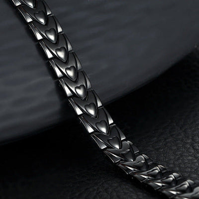Pulseira em titânio e aço inoxidável com ímanes em forma de coração - Kronos