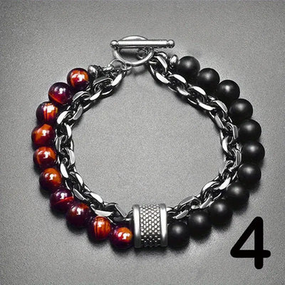 Pulseira de pérolas de tigre Steel Streaks