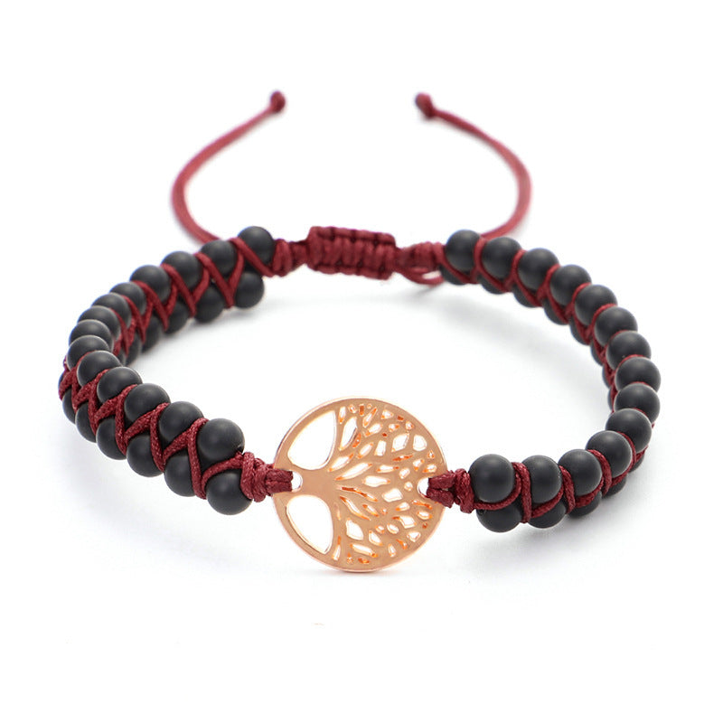 Pulseira de ioga entrançada com pendente da árvore da vida