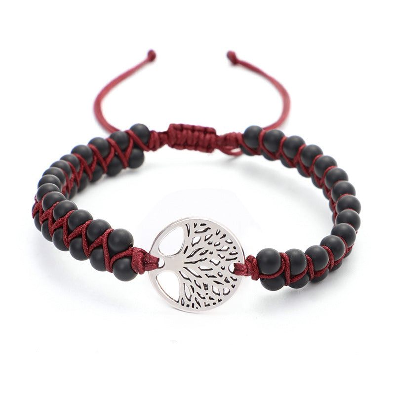 Pulseira de ioga entrançada com pendente da árvore da vida