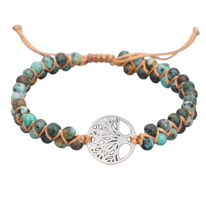 Pulseira de ioga entrançada com pendente da árvore da vida