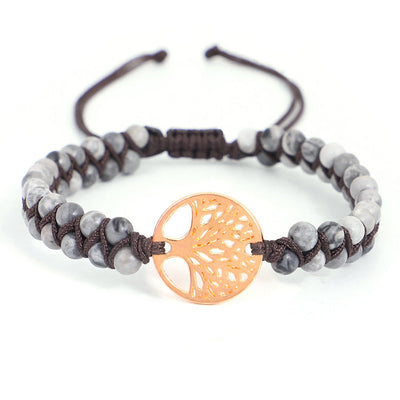 Pulseira de ioga entrançada com pendente da árvore da vida