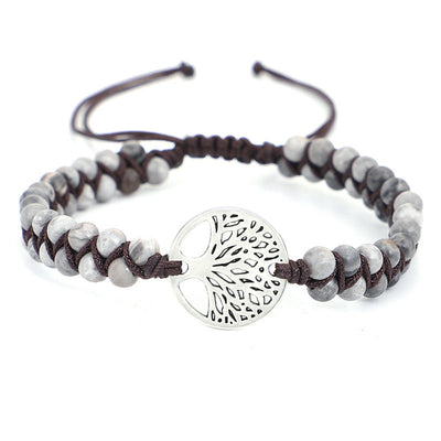 Pulseira de ioga entrançada com pendente da árvore da vida