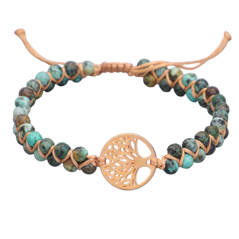 Pulseira de ioga entrançada com pendente da árvore da vida