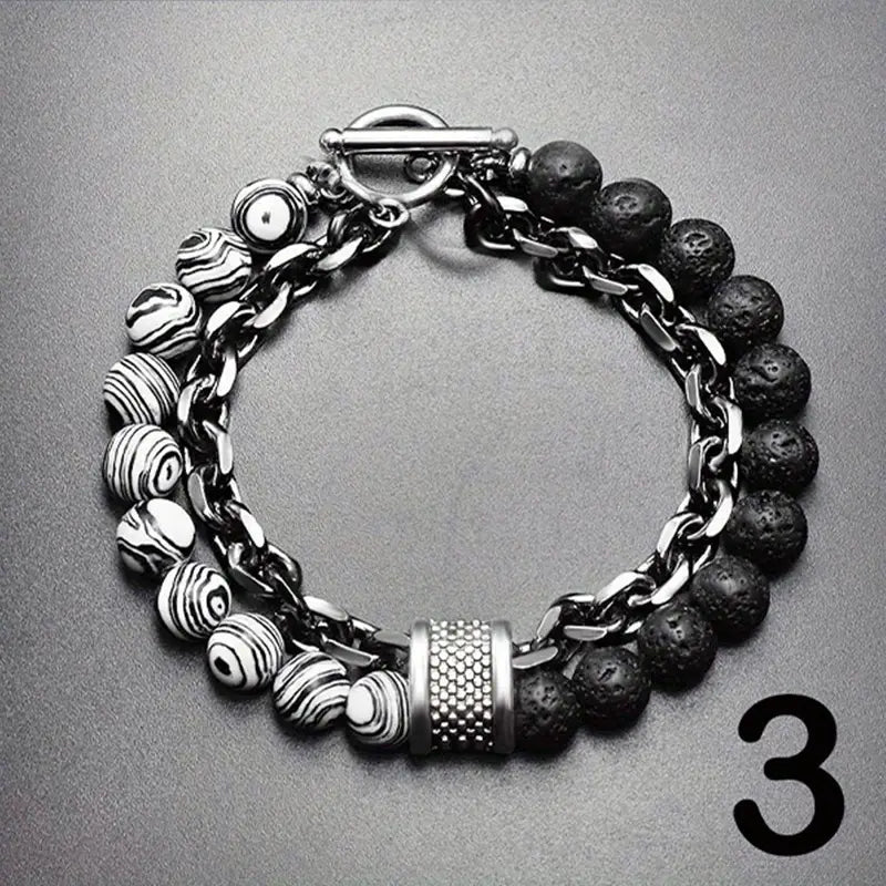 Pulseira de pérolas de tigre Steel Streaks