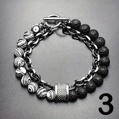 Pulseira de pérolas de tigre Steel Streaks