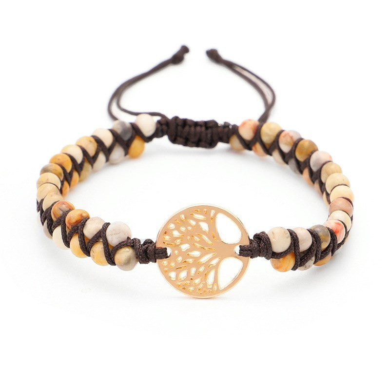 Pulseira de ioga entrançada com pendente da árvore da vida