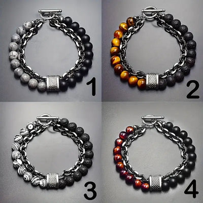 Pulseira de pérolas de tigre Steel Streaks