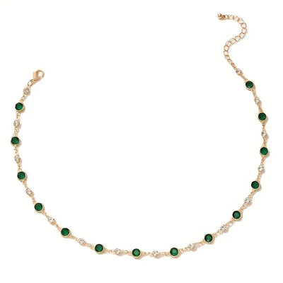 Tornozeleira dourada com cristais verdes - Amália