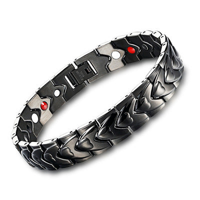 Pulseira em titânio e aço inoxidável com ímanes em forma de coração - Kronos