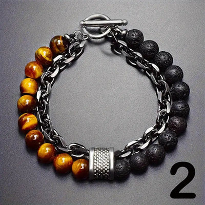 Pulseira de pérolas de tigre Steel Streaks
