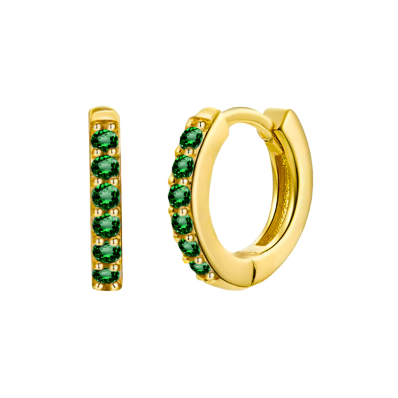 Brincos em ouro com zircónias verdes - Enara