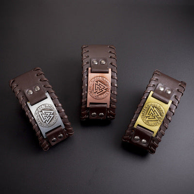 Pulseira viking de couro para homem - Leif