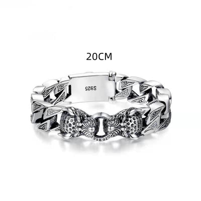 Pulseira masculina com cabeça de leopardo e design tribal metálico - Hekkan