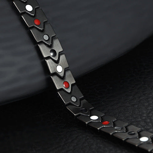 Pulseira em titânio e aço inoxidável com ímanes em forma de coração - Kronos