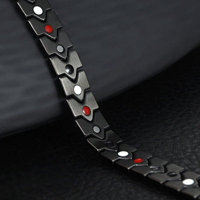Pulseira em titânio e aço inoxidável com ímanes em forma de coração - Kronos