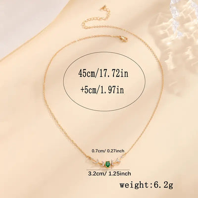 Colar em ouro com pendente em cristal verde - Liorna