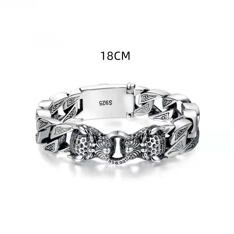 Pulseira masculina com cabeça de leopardo e design tribal metálico - Hekkan