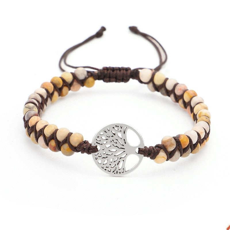 Pulseira de ioga entrançada com pendente da árvore da vida