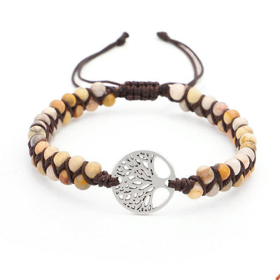 Pulseira de ioga entrançada com pendente da árvore da vida