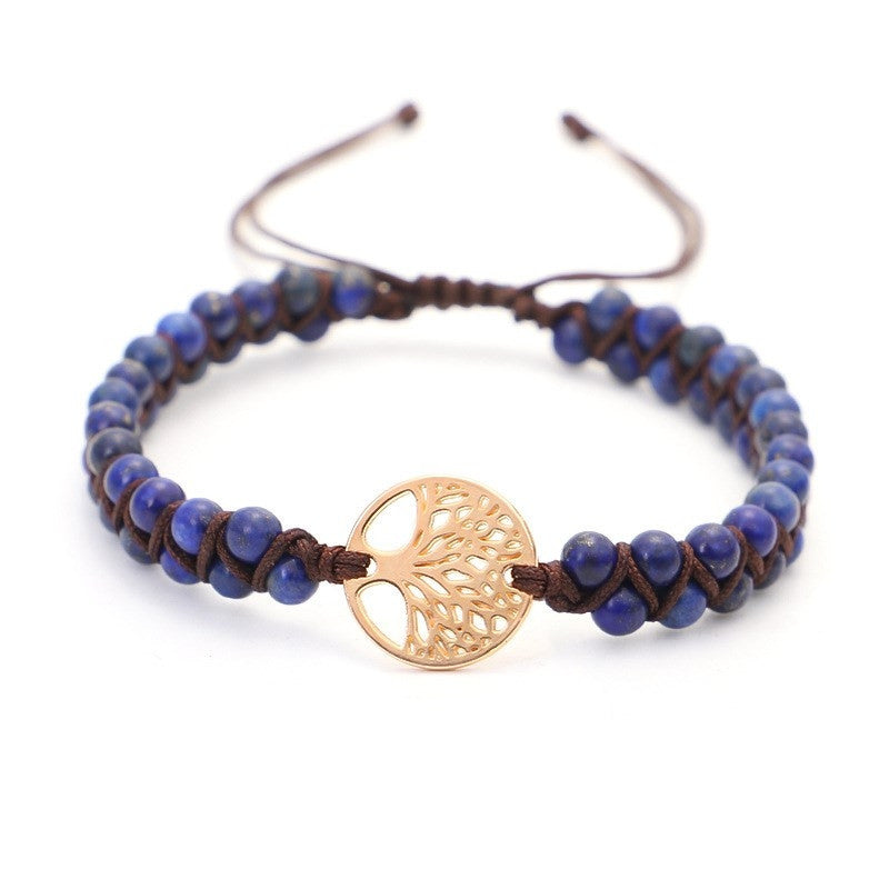 Pulseira de ioga entrançada com pendente da árvore da vida