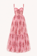 Langes Kleid mit Blumendruck Korsett - Elira