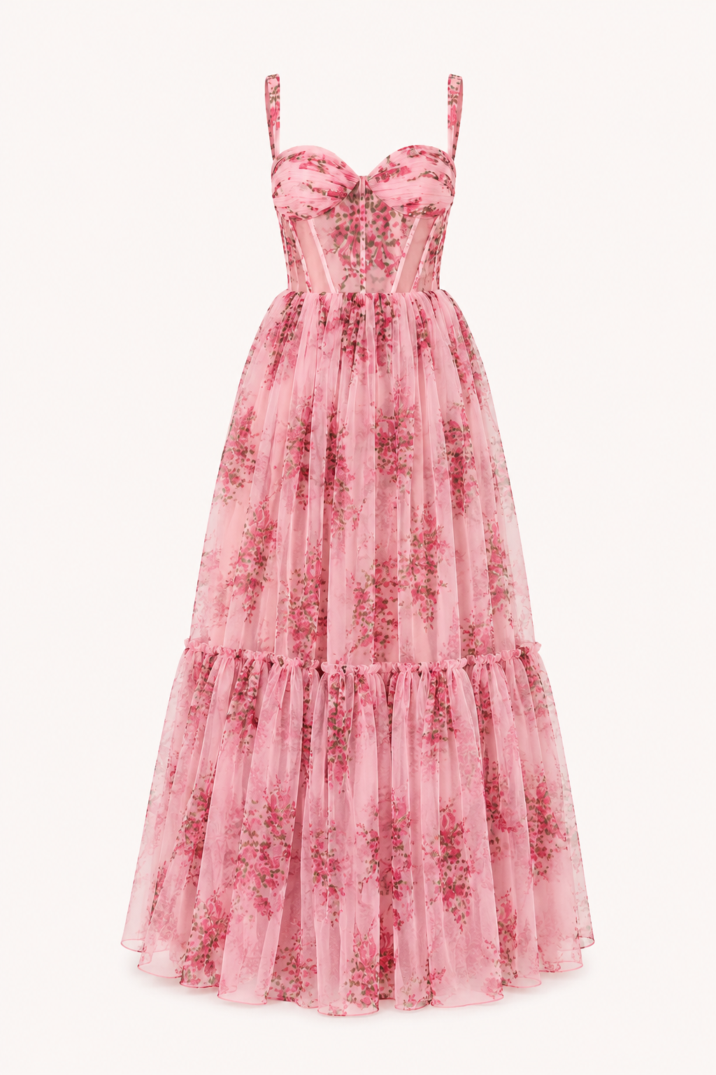 Langes Kleid mit Blumendruck Korsett - Elira