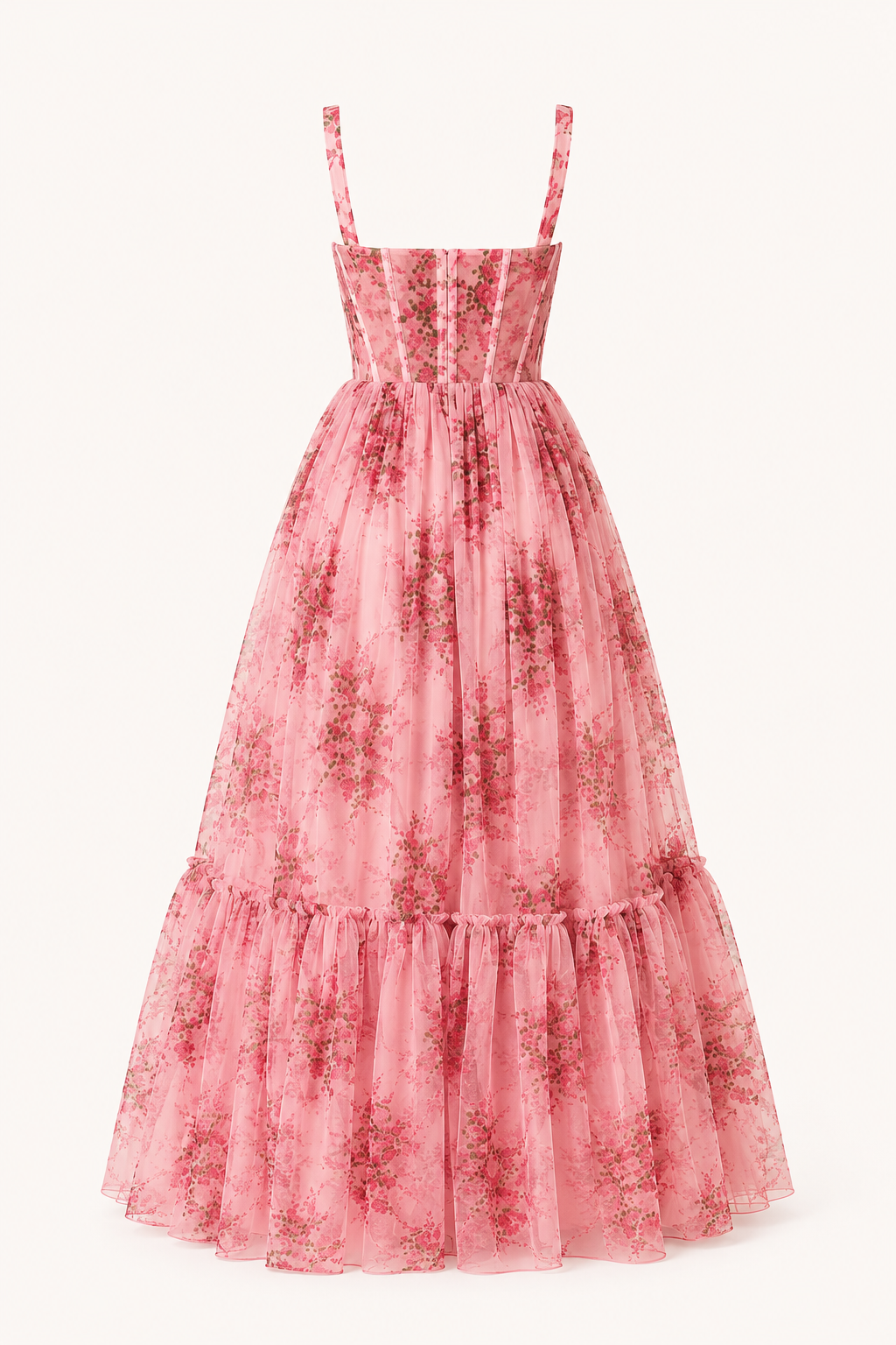 Langes Kleid mit Blumendruck Korsett - Elira