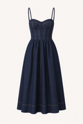 Midi-Kleid aus Denim mit herzförmigem Ausschnitt - Helene