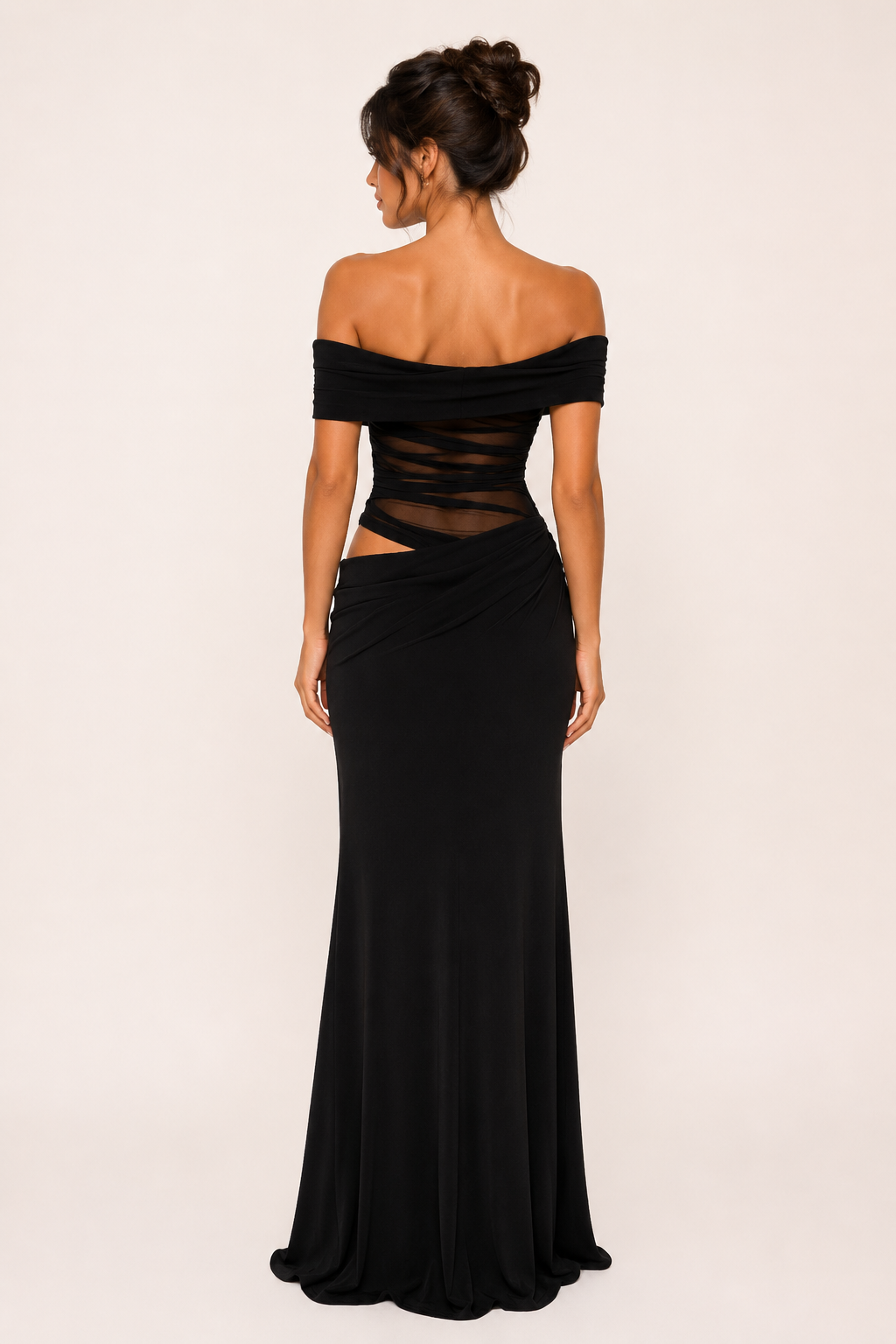 Langes Kleid für Frauen Hochzeitsgäste elegant off-the-shoulder Kleid mit Rüschen - Nadine