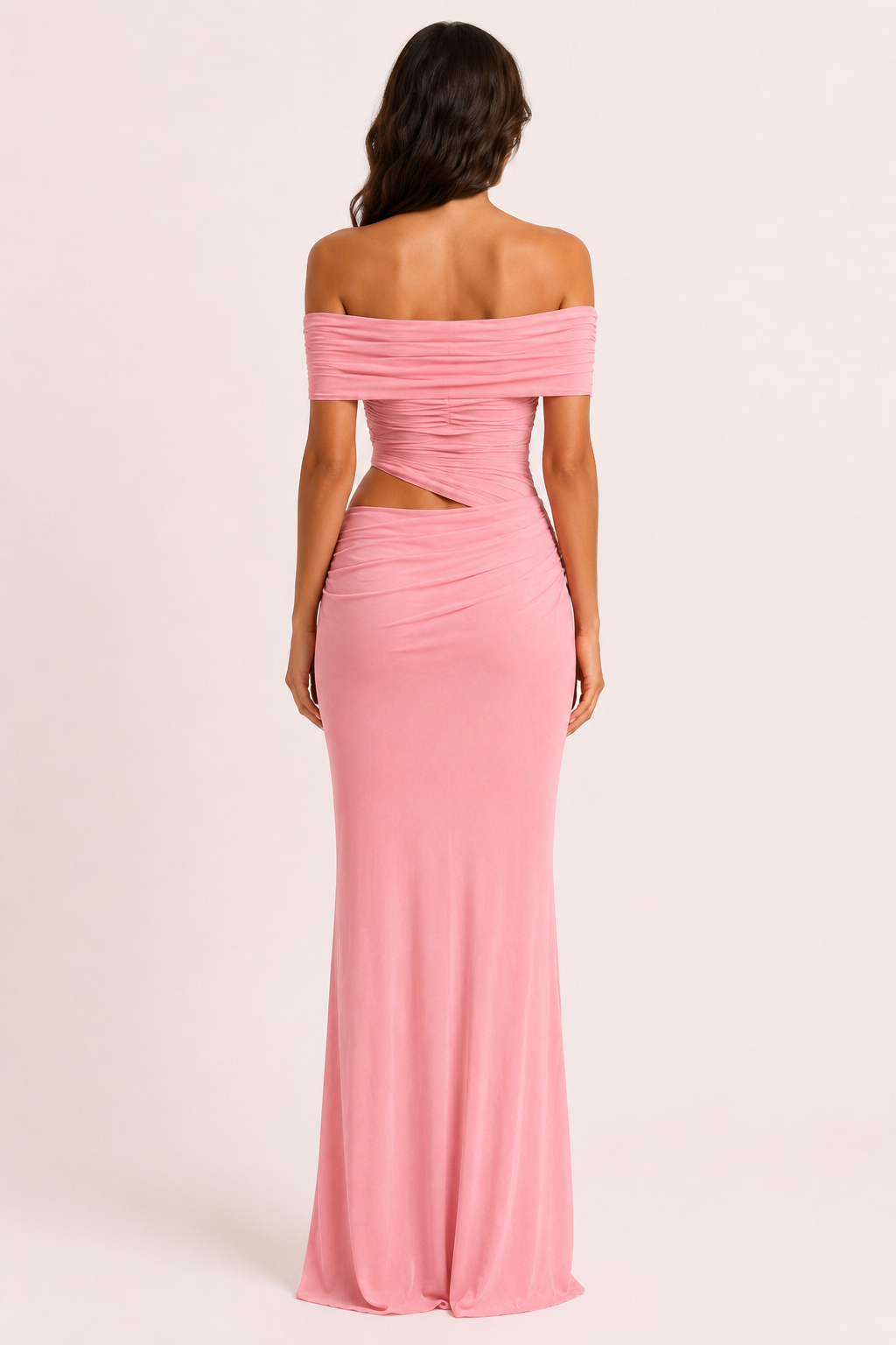 Langes Kleid für Frauen Hochzeitsgäste elegant off-the-shoulder Kleid mit Rüschen - Nadine