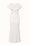 Damen Midikleid mit Blumendruck Rüsche elegant lässig - Hedda