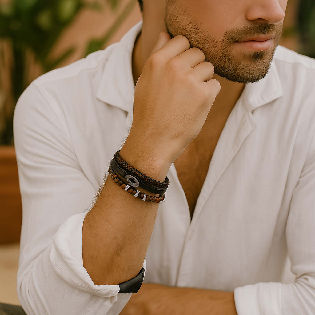 Elegant Vintage - Pulseira de couro de luxo