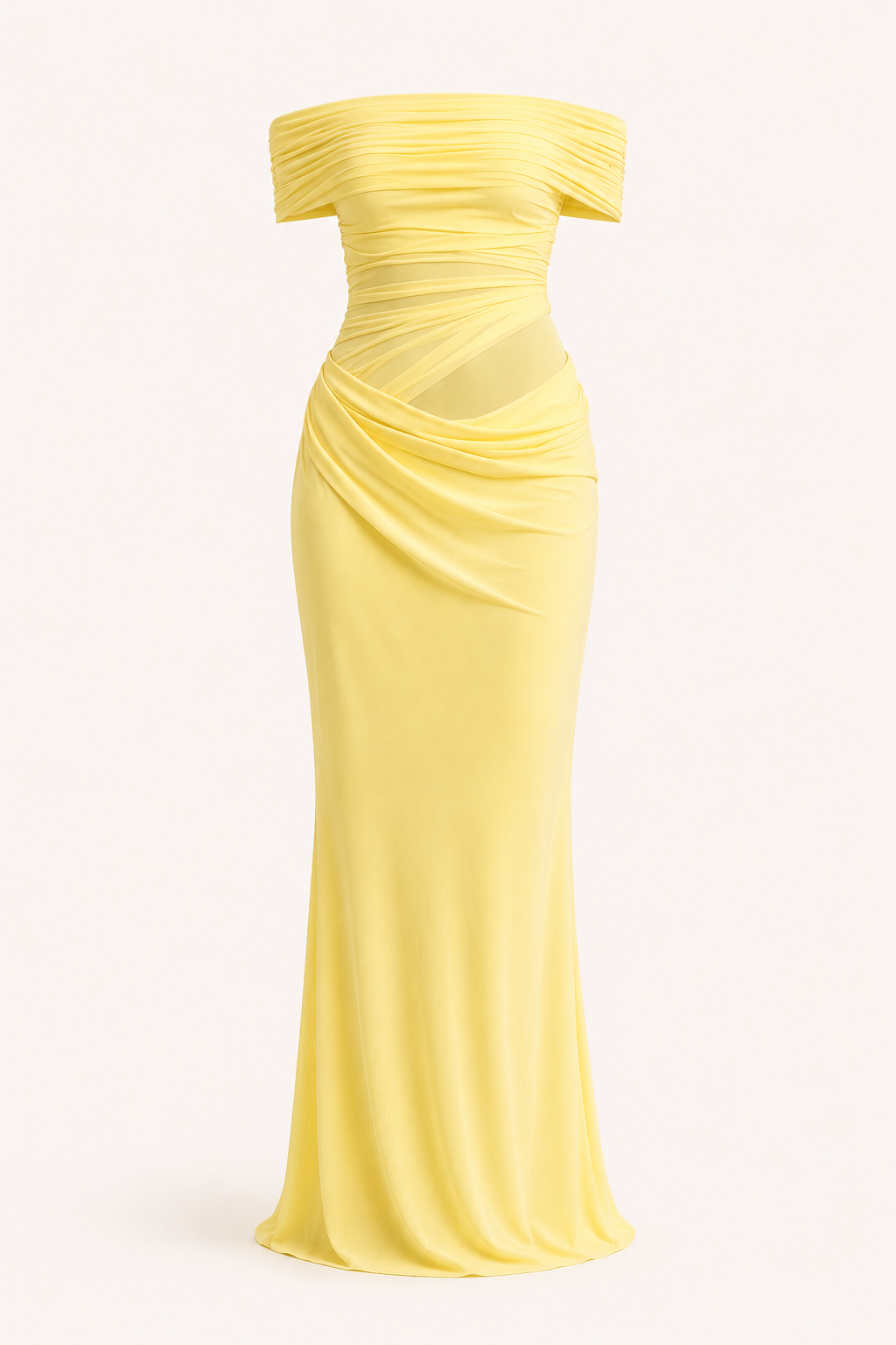 Langes Kleid für Frauen Hochzeitsgäste elegant off-the-shoulder Kleid mit Rüschen - Nadine