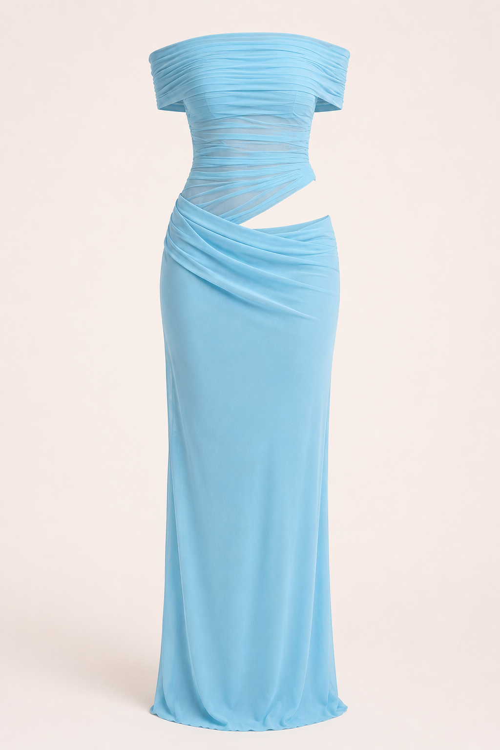 Langes Kleid für Frauen Hochzeitsgäste elegant off-the-shoulder Kleid mit Rüschen - Nadine