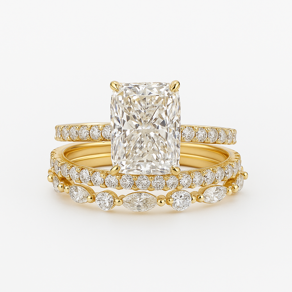 Conjunto de alianças de casamento Jaily 3 peças - Hecate