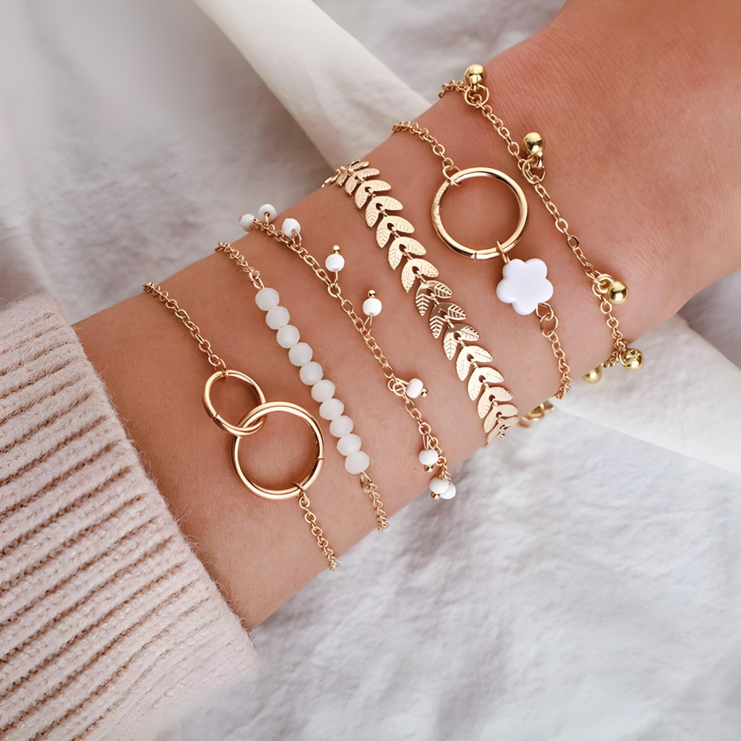 Conjunto de pulseiras de corrente com pormenores decorativos - Camilla