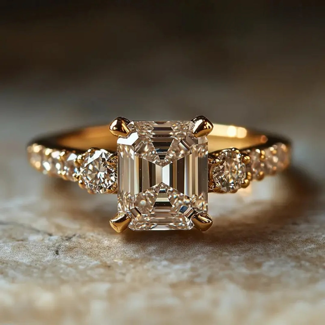 Anel Anello em vidro brilhante dourado - Keira