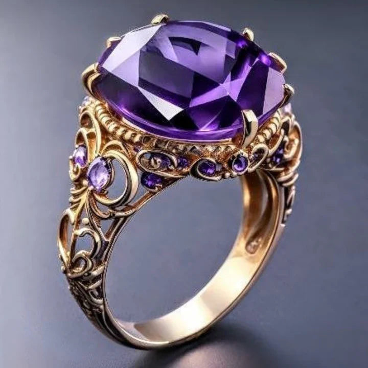 Anel violeta exótico em ouro cristalino - Eira