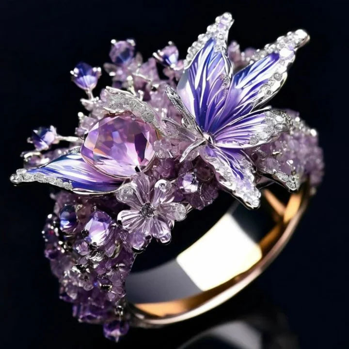 Anel de vidro roxo exótico - Elara