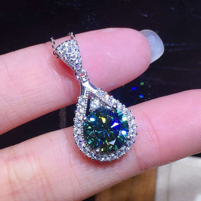 Colar com pendente em prata e cristal iridescente - Celiane