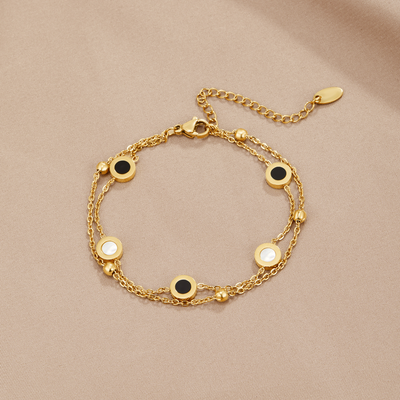 Pulseira com corrente dupla e pormenores circulares - Vittoria