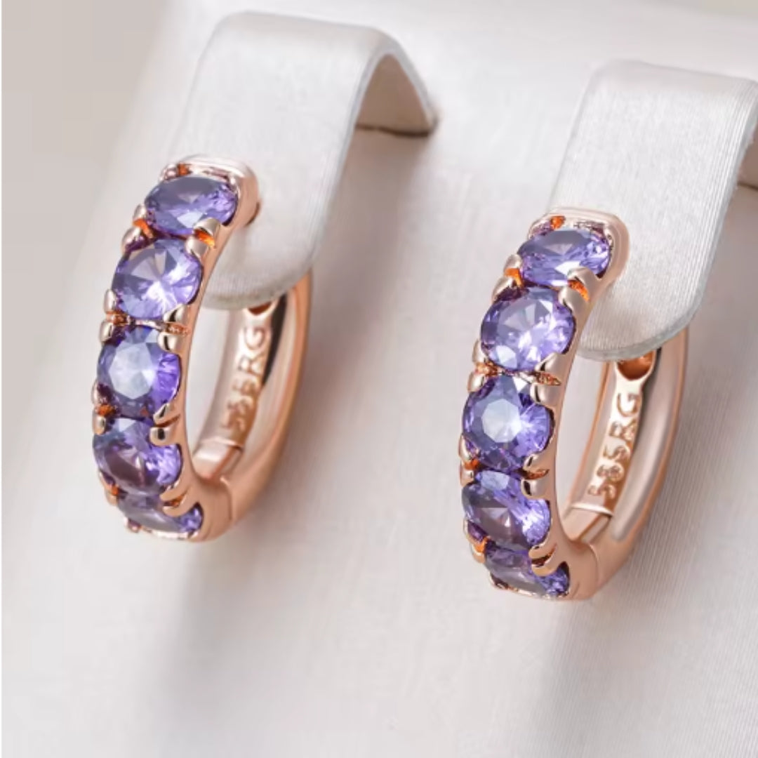 Brincos roxos elegantes Ouro - Sarai