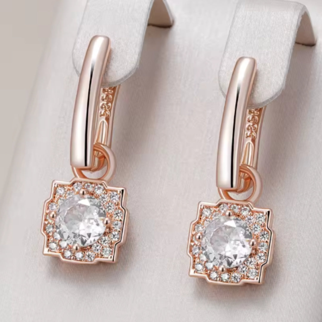 Brincos elegantes de cristal redondo - Sahara