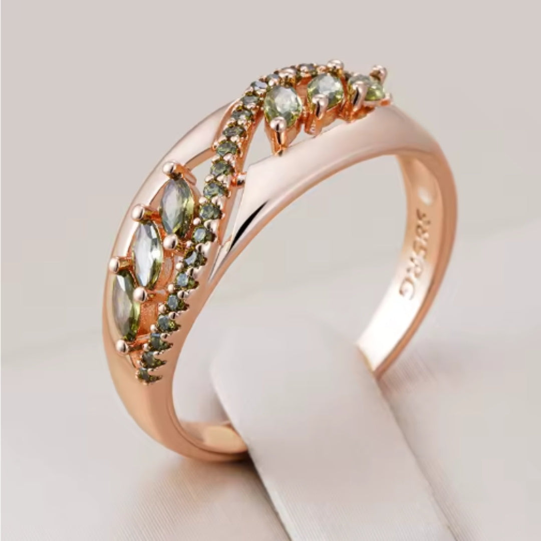 Anel elegante em cristal de oliveira - Nalani