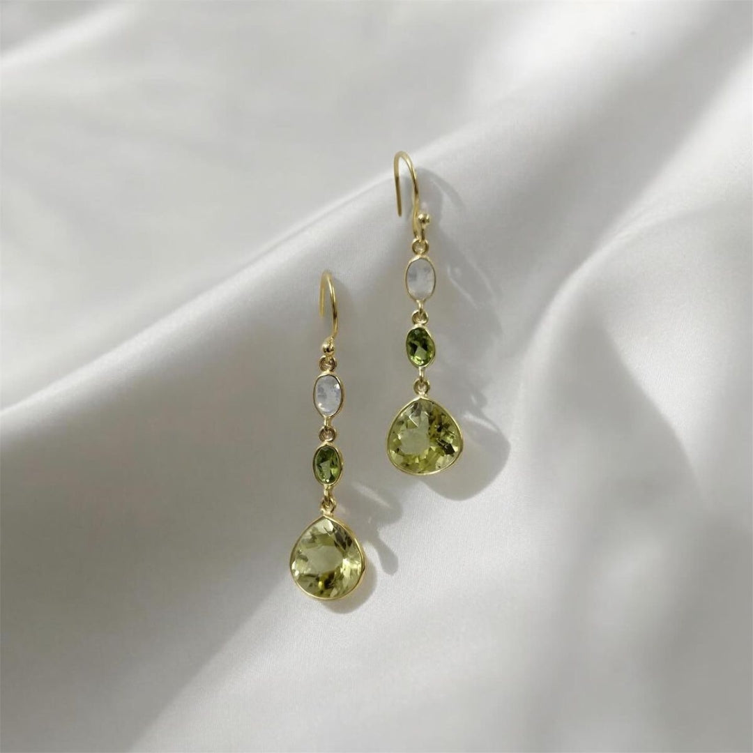 Brincos elegantes em cristal verde - Liyana