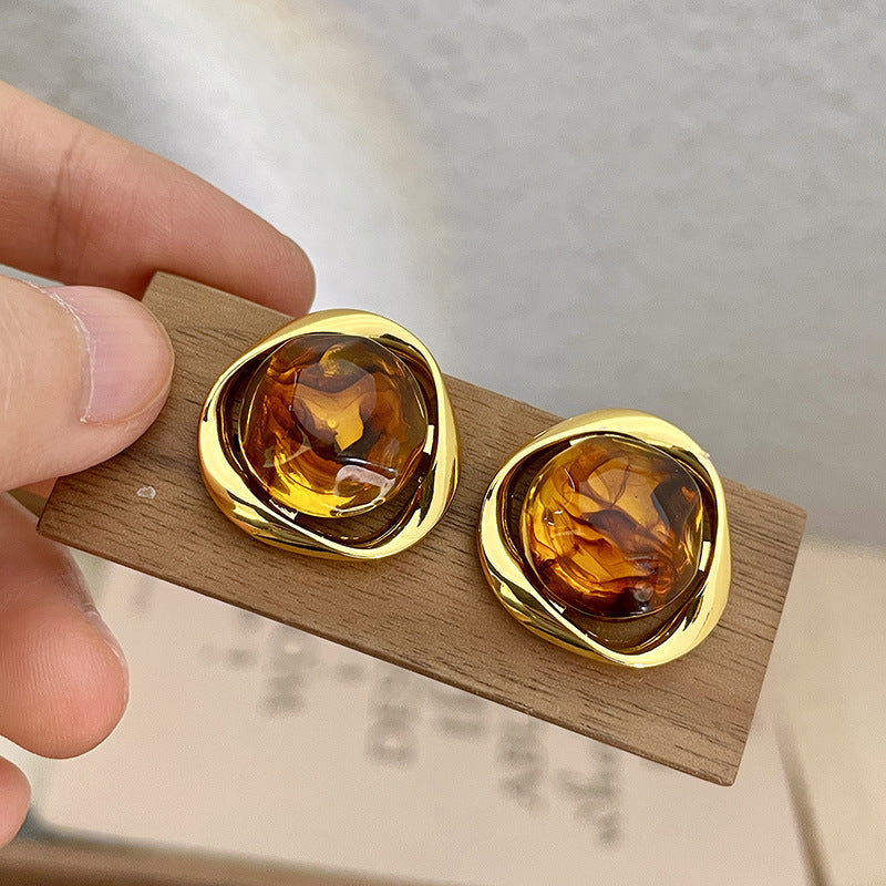 Brincos de ouro com esfera - Nerina