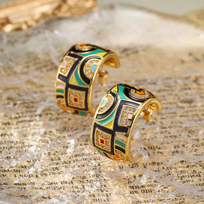 Brincos de argola Art Deco - Aphra