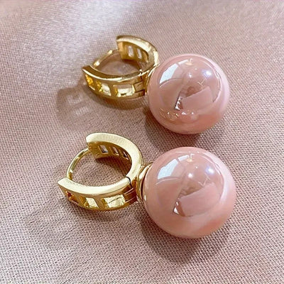 Brincos banhados a ouro com pérola rosa - Alina